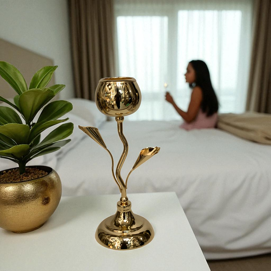 Metallic Golden Candle Holders
