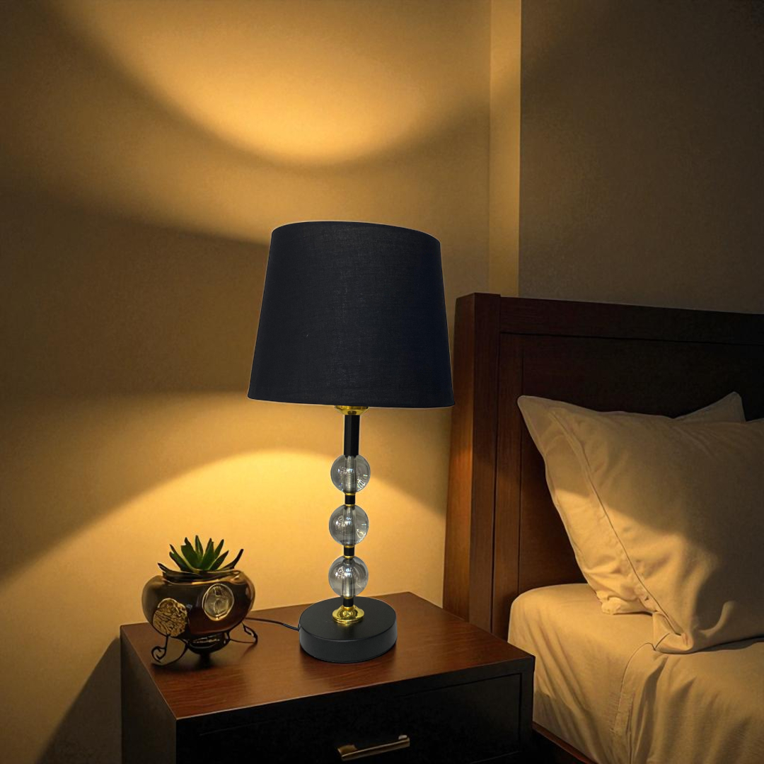 Modern Glass Sphere & Brass Accent Table Lamp