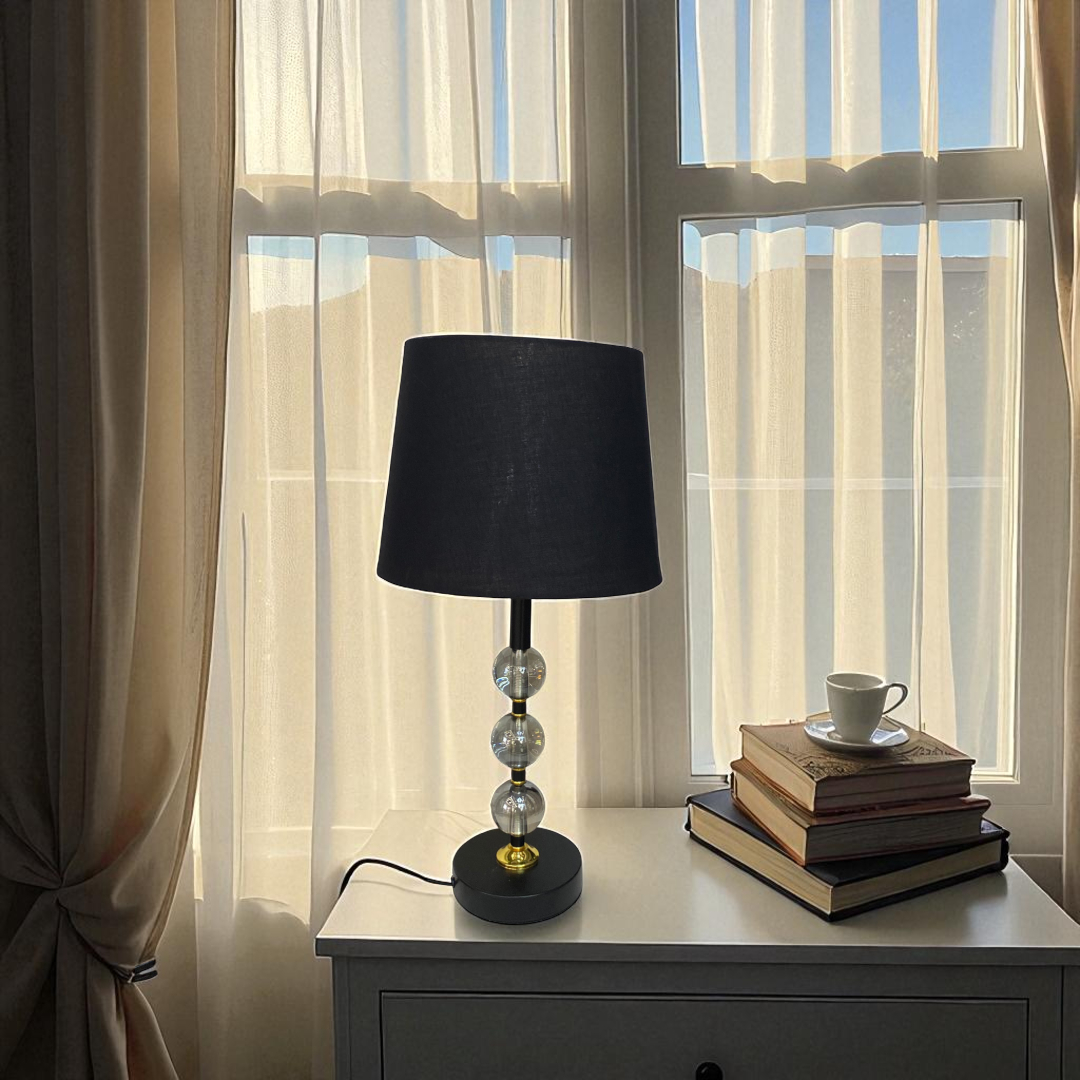 Modern Glass Sphere & Brass Accent Table Lamp