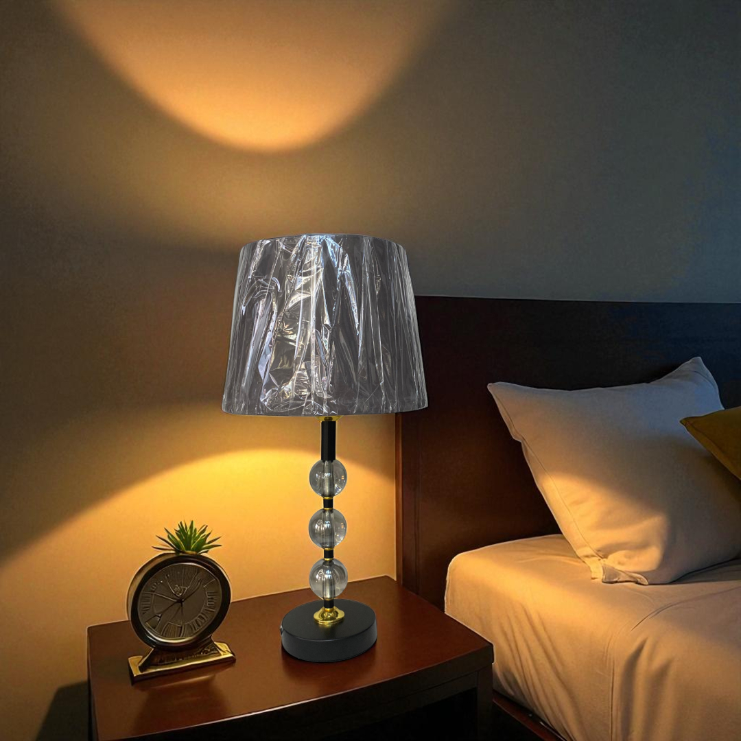 Modern Glass Sphere & Brass Accent Table Lamp