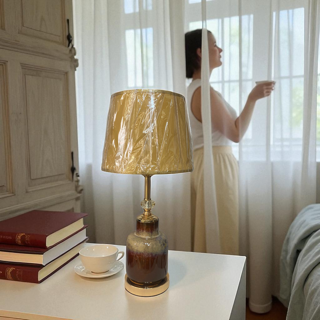 Rustic Brown Gradient Ceramic Table Lamp