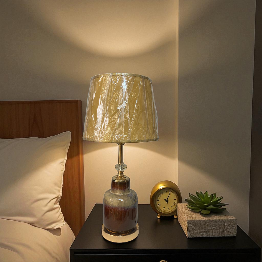 Rustic Brown Gradient Ceramic Table Lamp