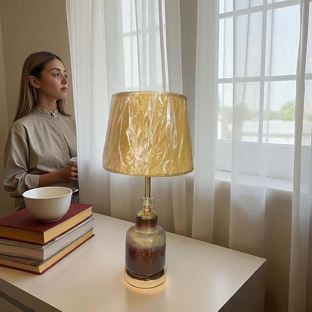 Rustic Brown Gradient Ceramic Table Lamp