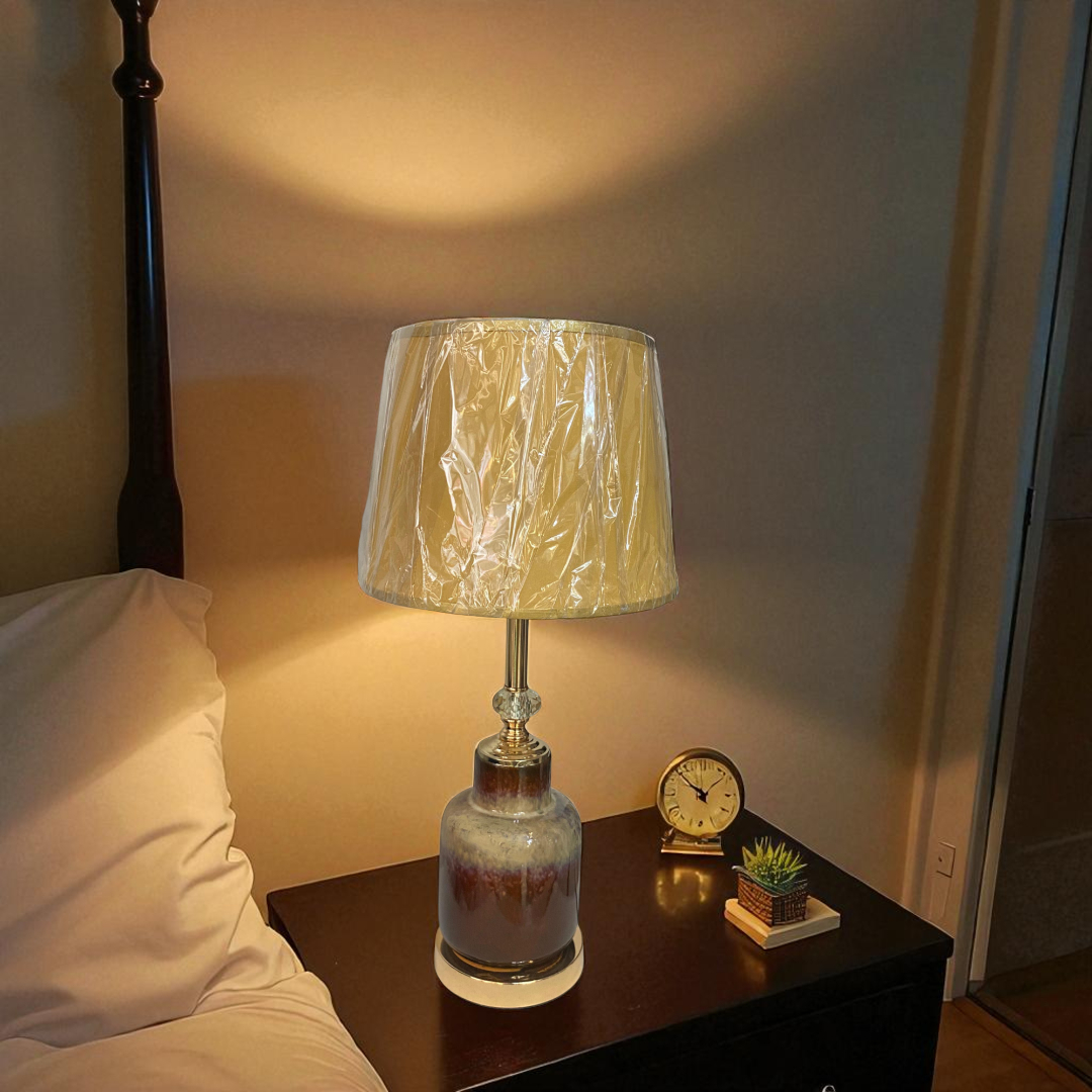 Rustic Brown Gradient Ceramic Table Lamp