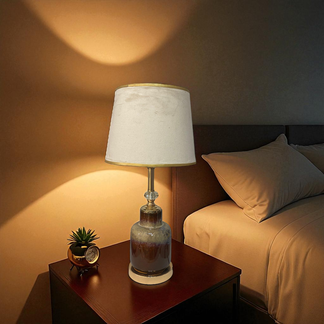 Rustic Brown Gradient Ceramic Table Lamp