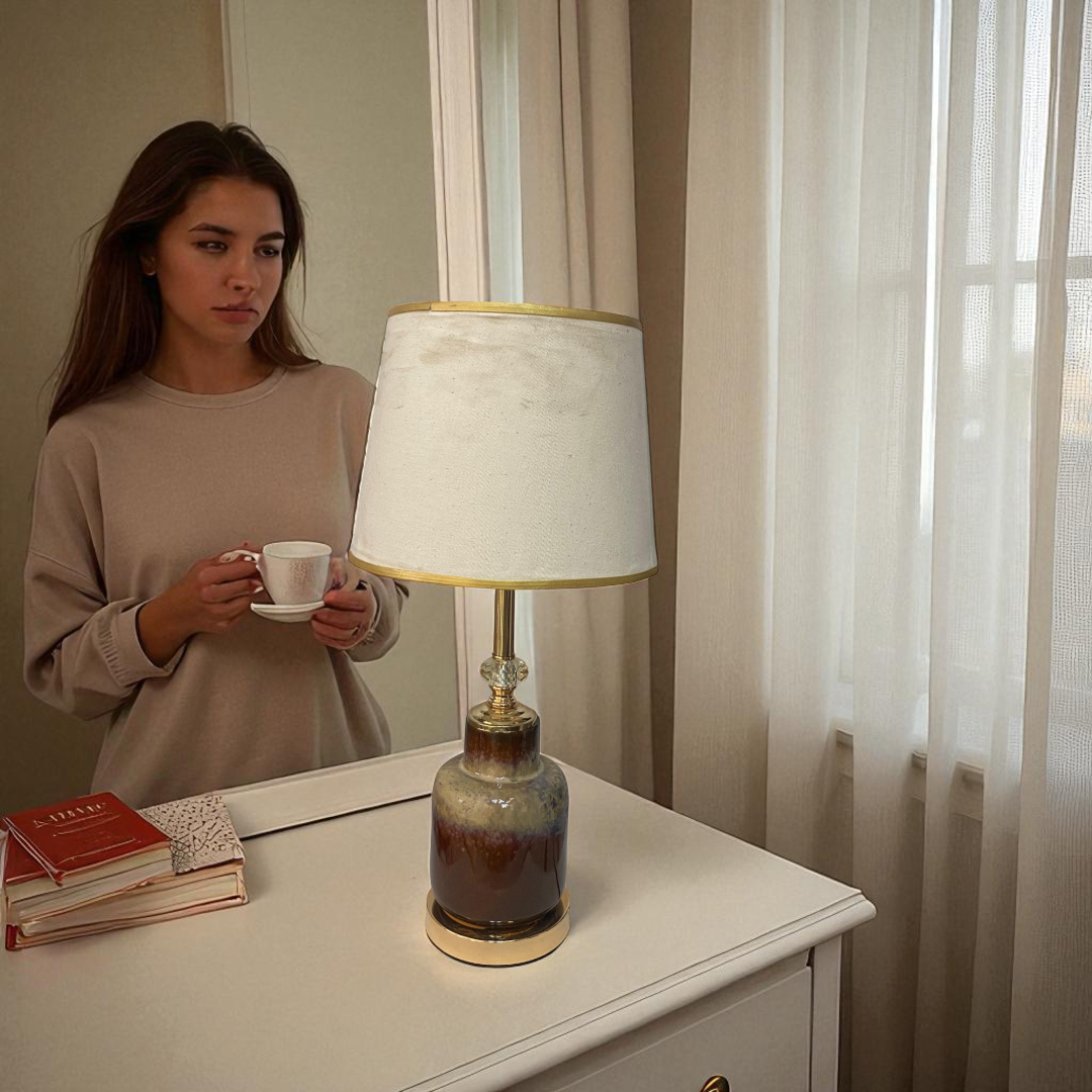 Rustic Brown Gradient Ceramic Table Lamp