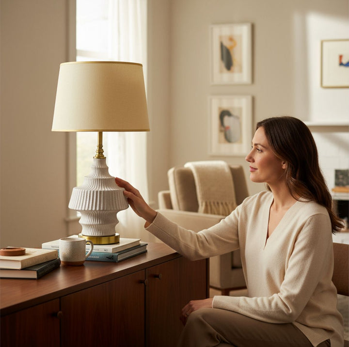 Elegant Textured Tiered Ceramic Lamp