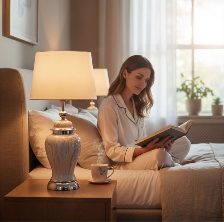 Modern Marble-Effect Ceramic Lamp