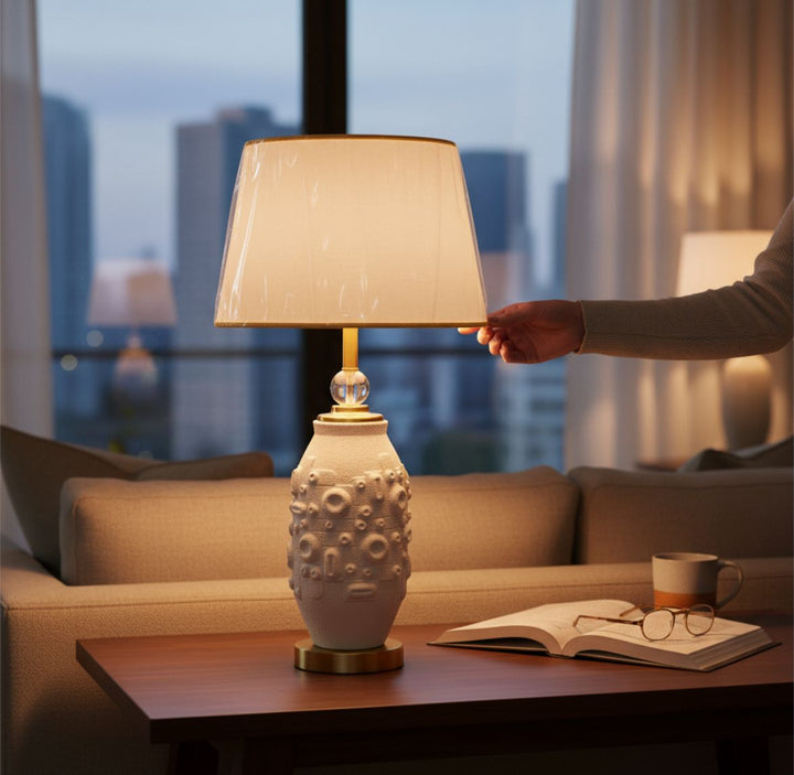 Mid-Century Modern Textured Ceramic Table Lamp