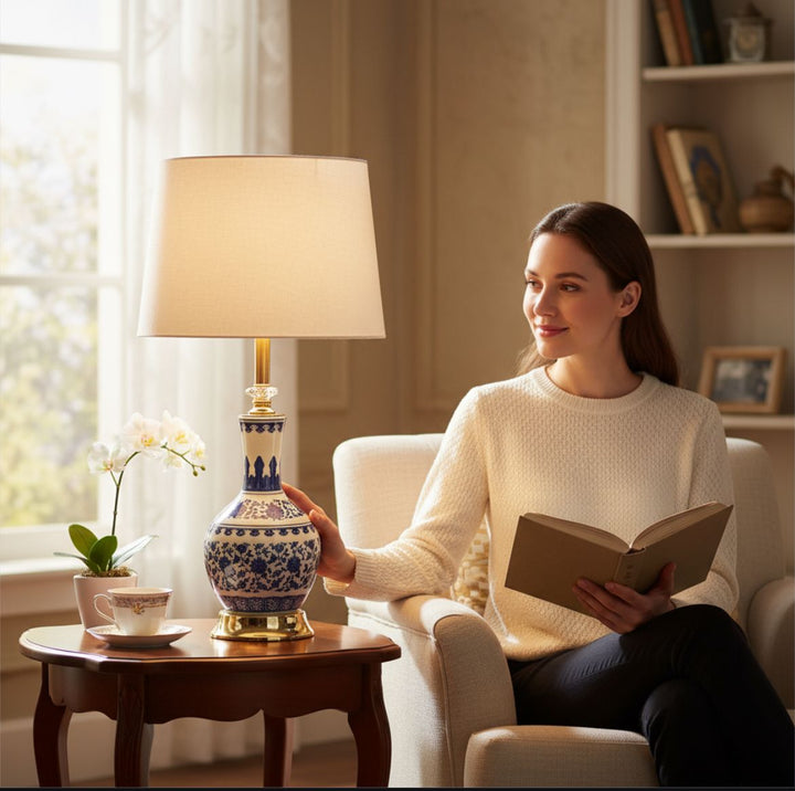 Classic Oriental Porcelain Table Lamp
