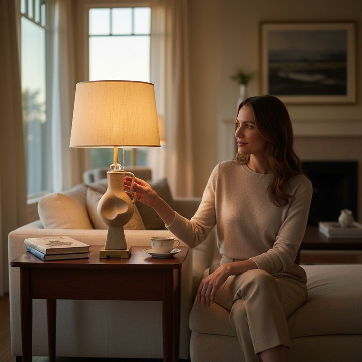 Abstract Golden Ceramic Table Lamp