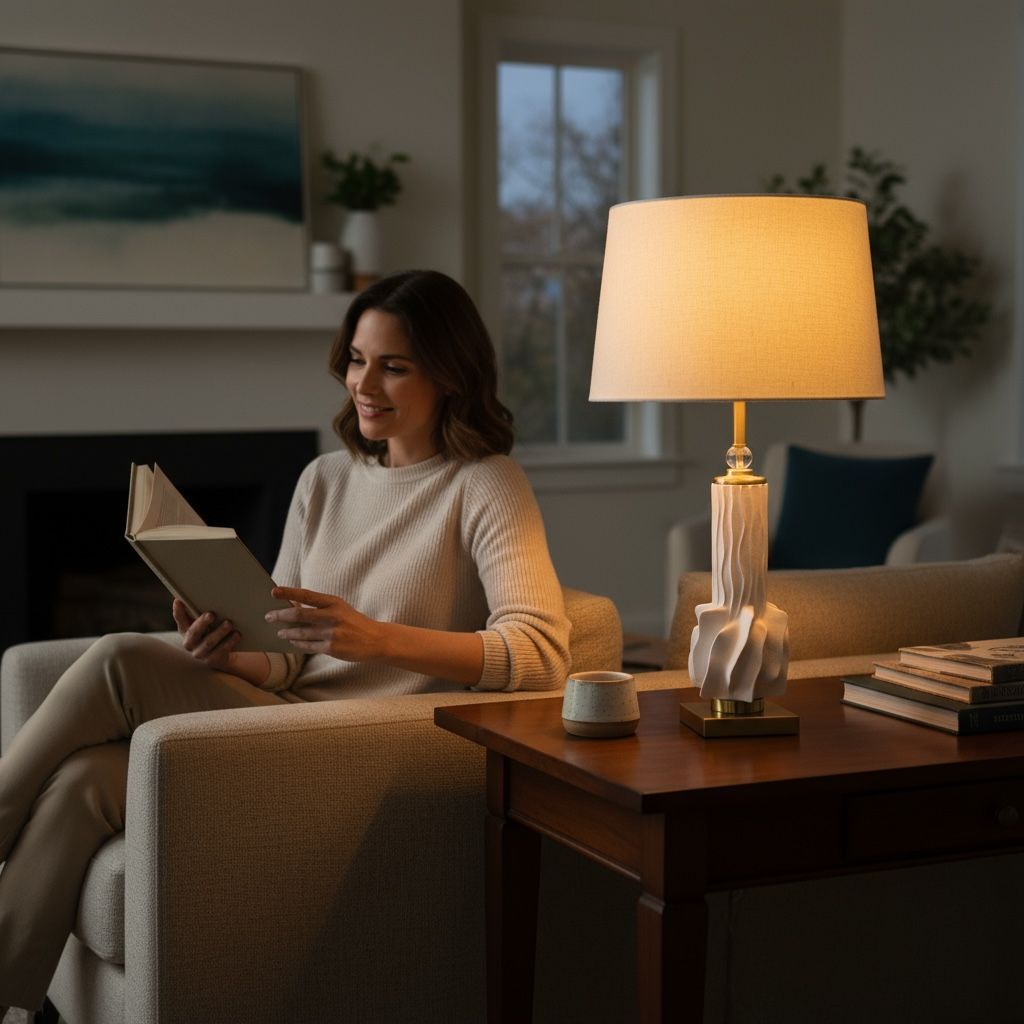 Sculpted White Ceramic Table Lamp