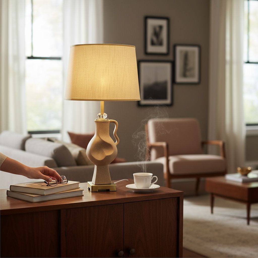 Abstract Golden Ceramic Table Lamp