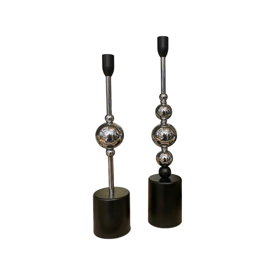 Modern Chrome Sphere Candle Stand