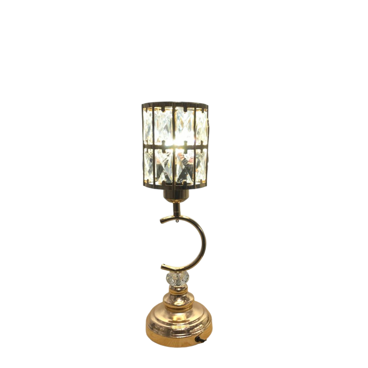 Modern Metallic LED Side Table Lamp with Crystal Accents
