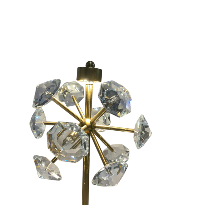 Vintage Brass & Crystal Lotus Side Table Lamp