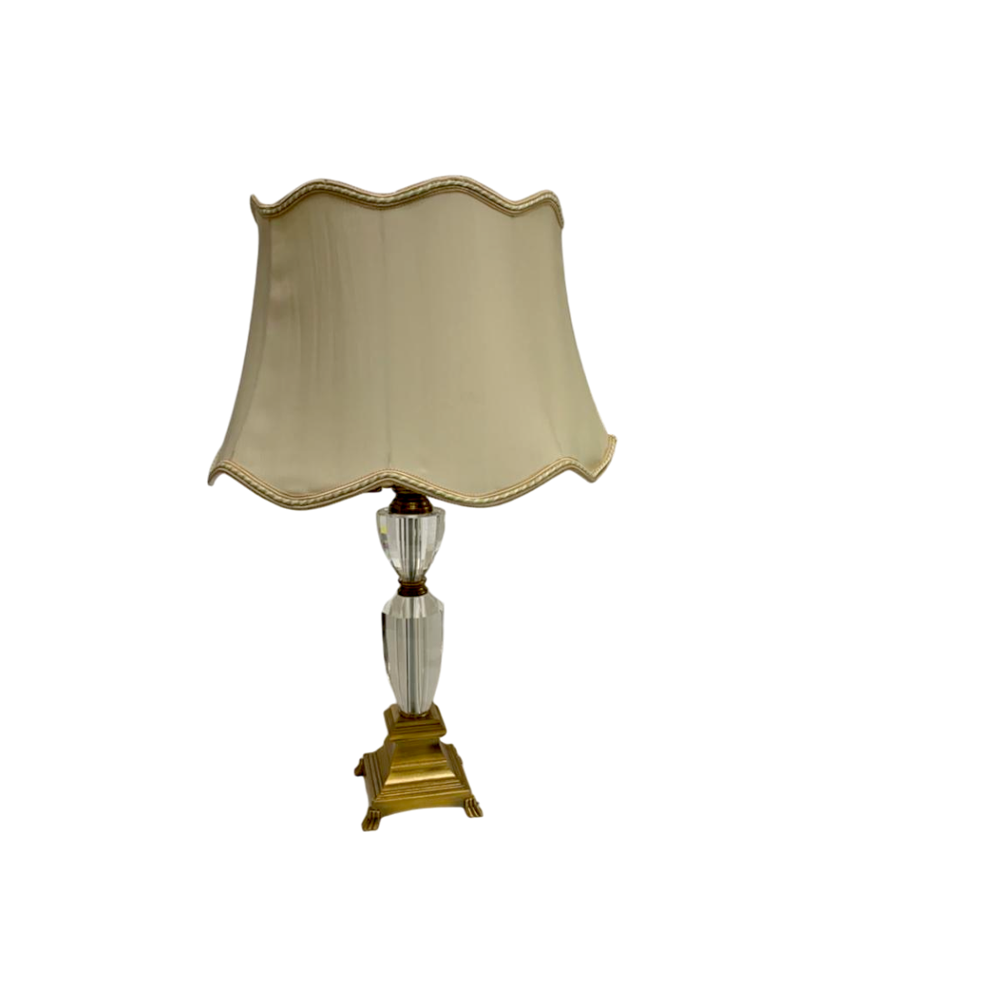 Vintage Brass Side Table Lamp with Heavy Crystal