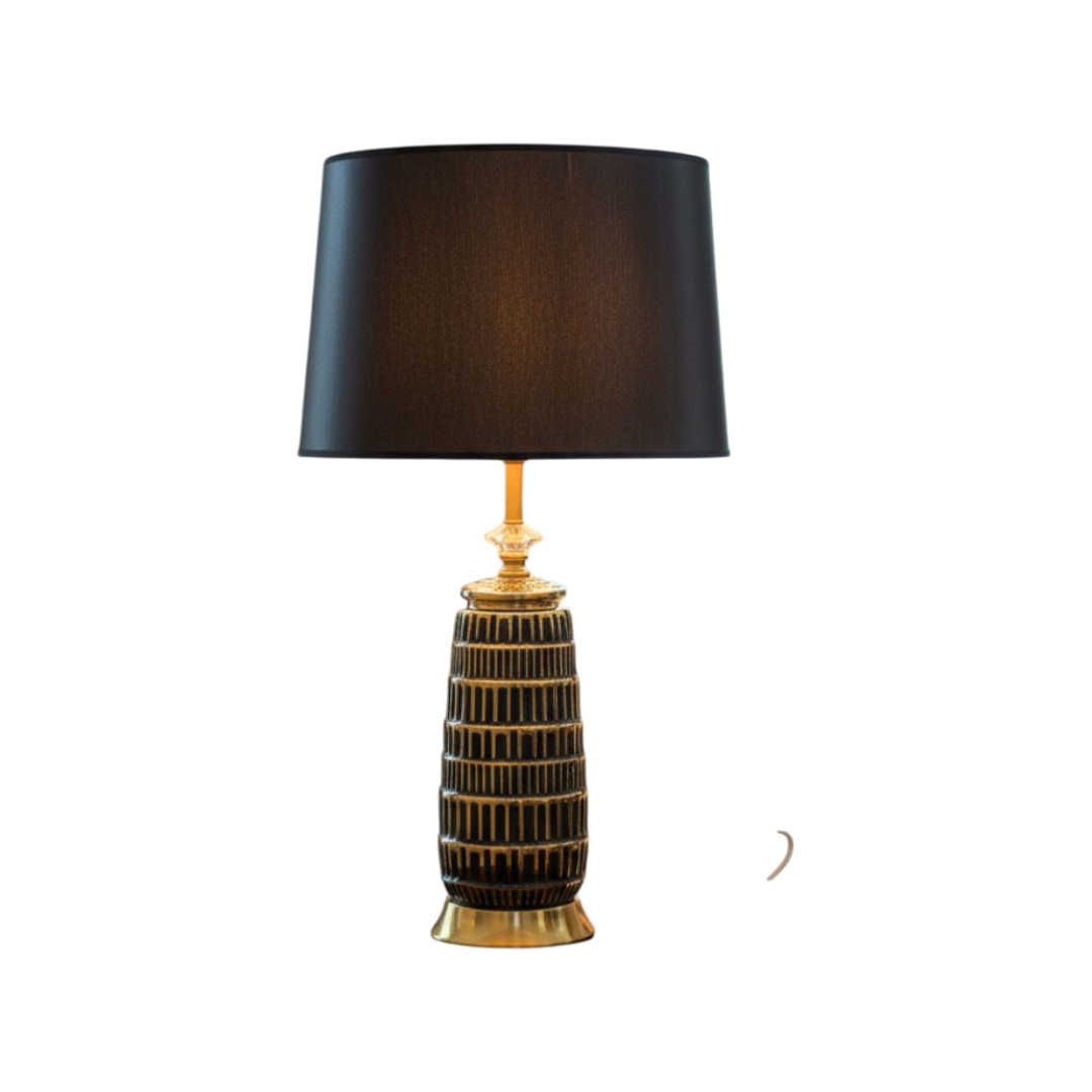 Black & Gold Textured Ceramic Lamp