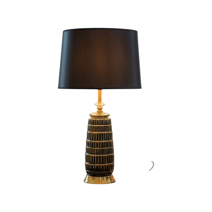 Black & Gold Textured Ceramic Lamp