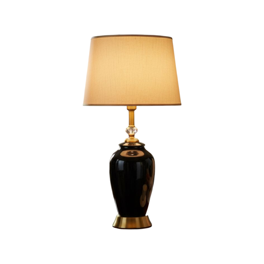 Classic Jet-Black Porcelain Table Lamp