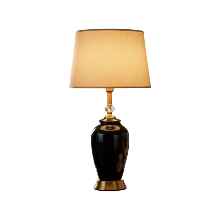 Classic Jet-Black Porcelain Table Lamp