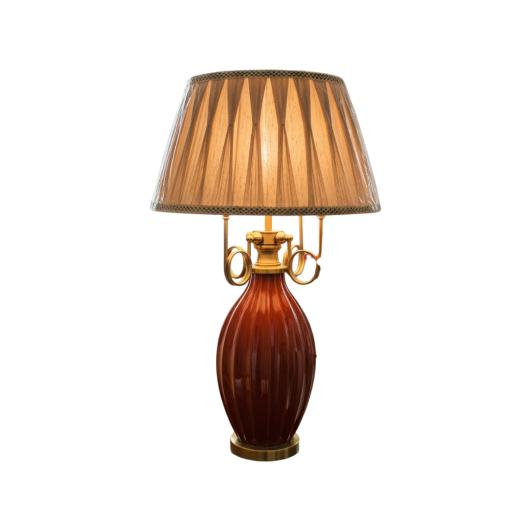 Royal Cherry Red Porcelain Side Table Lamp