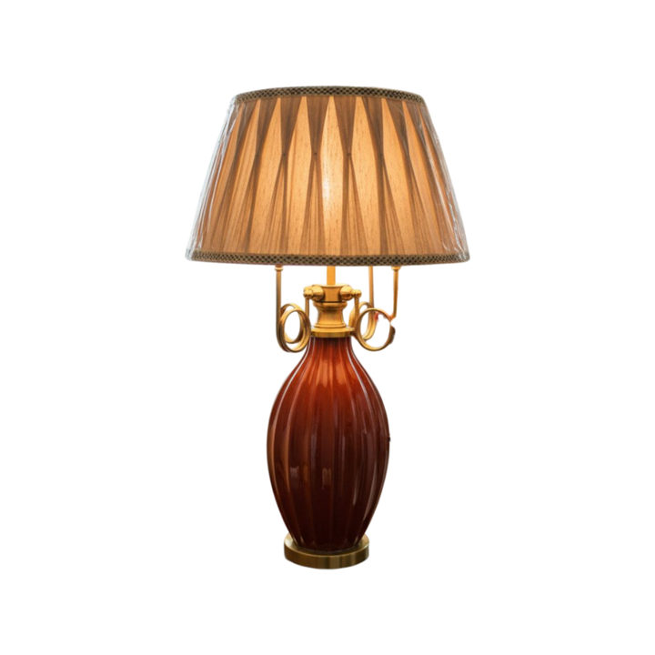 Royal Cherry Red Porcelain Side Table Lamp