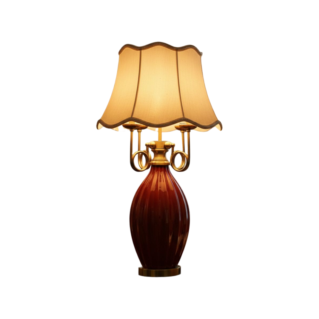 Royal Cherry Red Porcelain Side Table Lamp