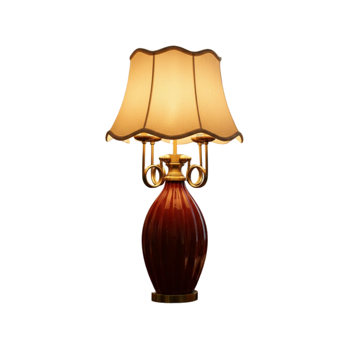Royal Cherry Red Porcelain Side Table Lamp