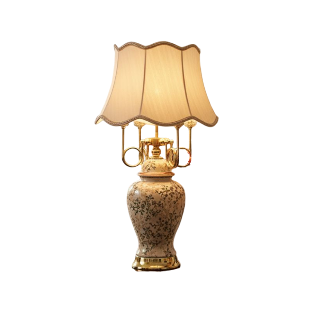 Ivory Floral Porcelain Master Table Lamp
