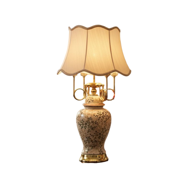 Ivory Floral Porcelain Master Table Lamp