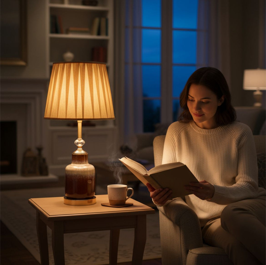 Rustic Brown Gradient Ceramic Table Lamp