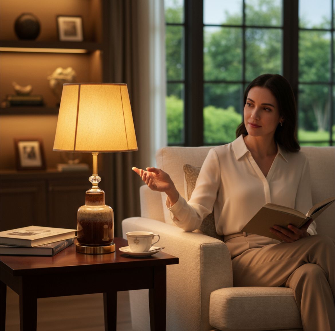 Rustic Brown Gradient Ceramic Table Lamp