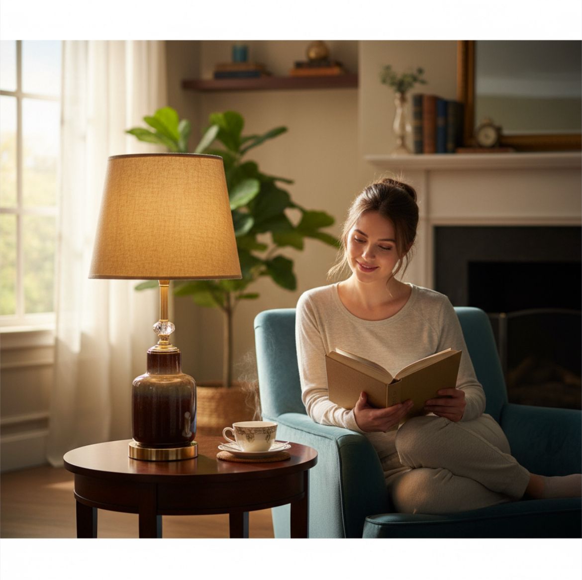 Rustic Brown Gradient Ceramic Table Lamp