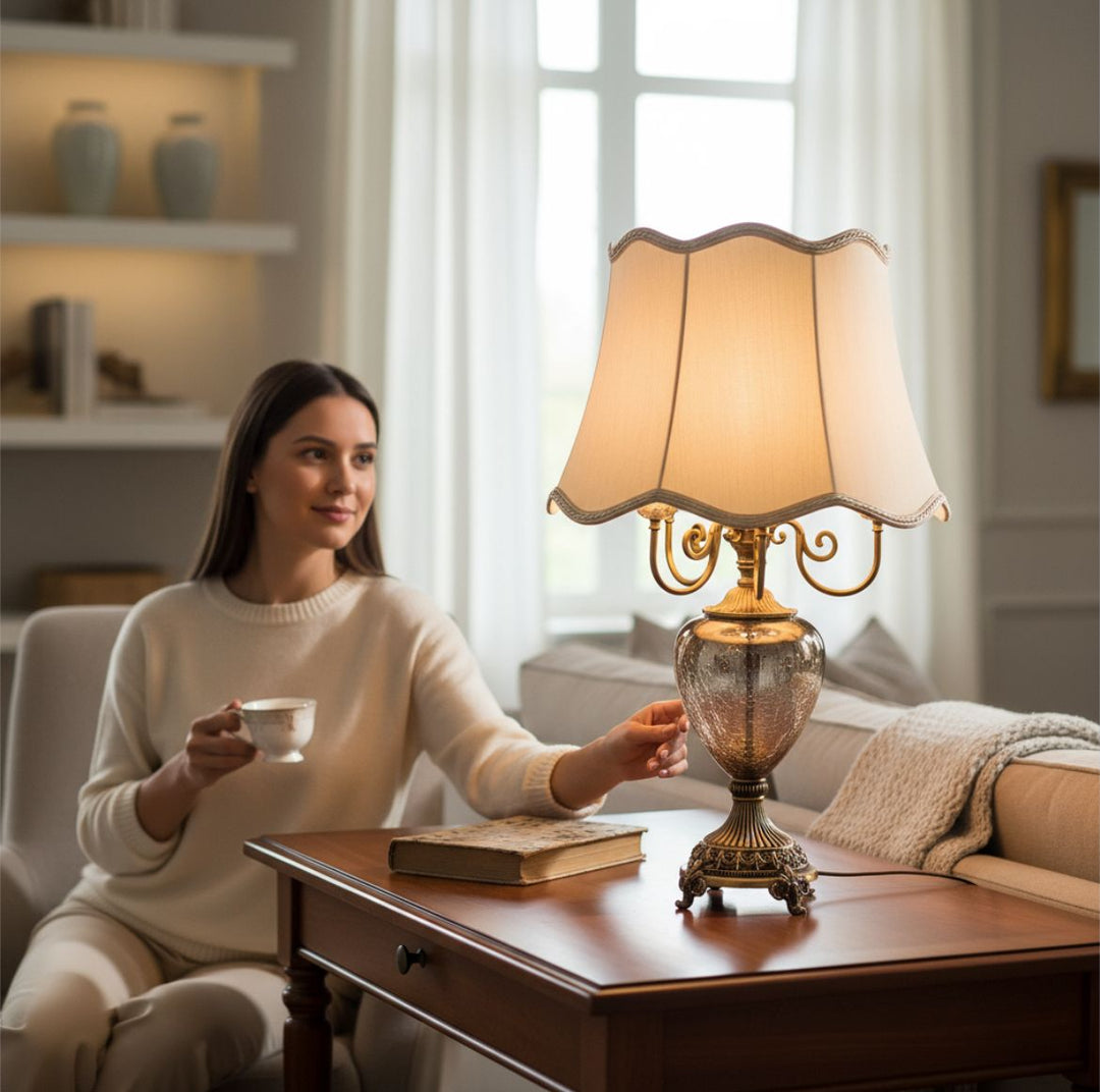 Versace-Inspired Vintage Side Table Lamp