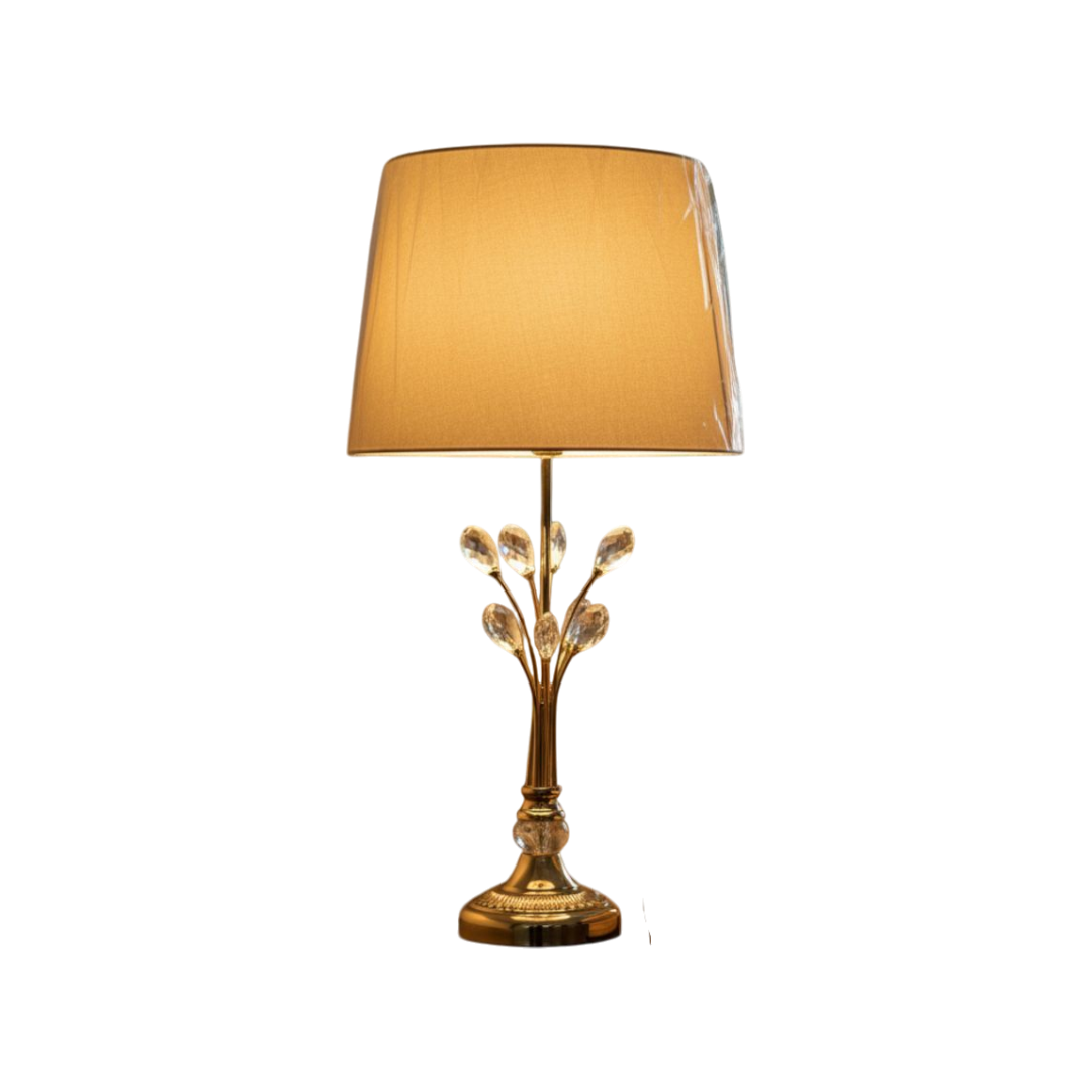 Modern Metallic Side Table Lamp with Crystal Accents