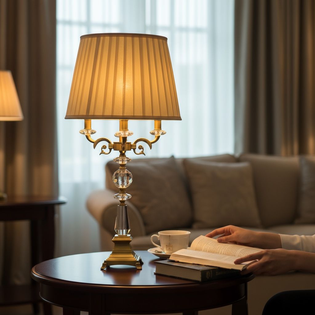 Victoria Brass & Crystal Side Table Lamp