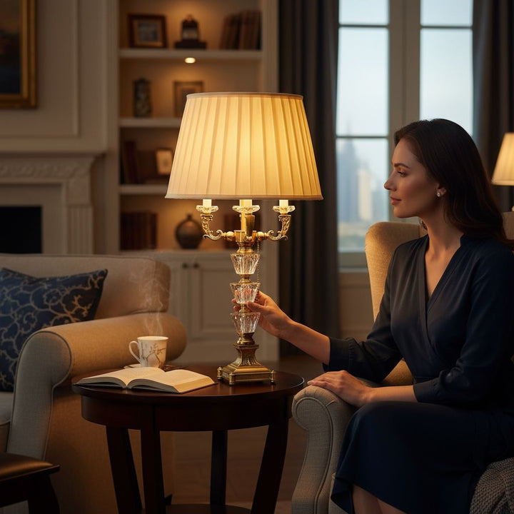 Celeste Brass & Crystal Elegance Table Lamp