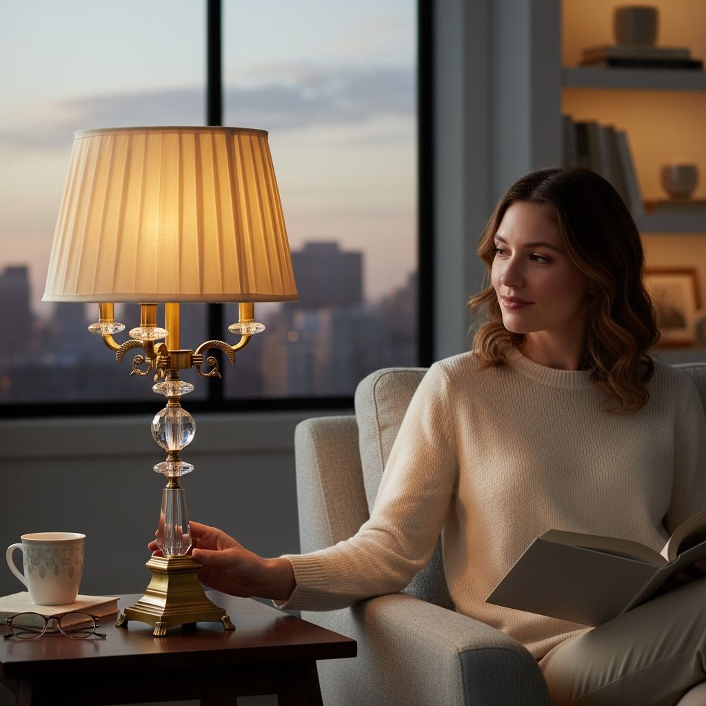 Victoria Brass & Crystal Side Table Lamp