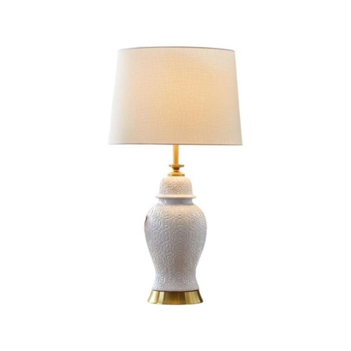Embossed White Porcelain Lamp