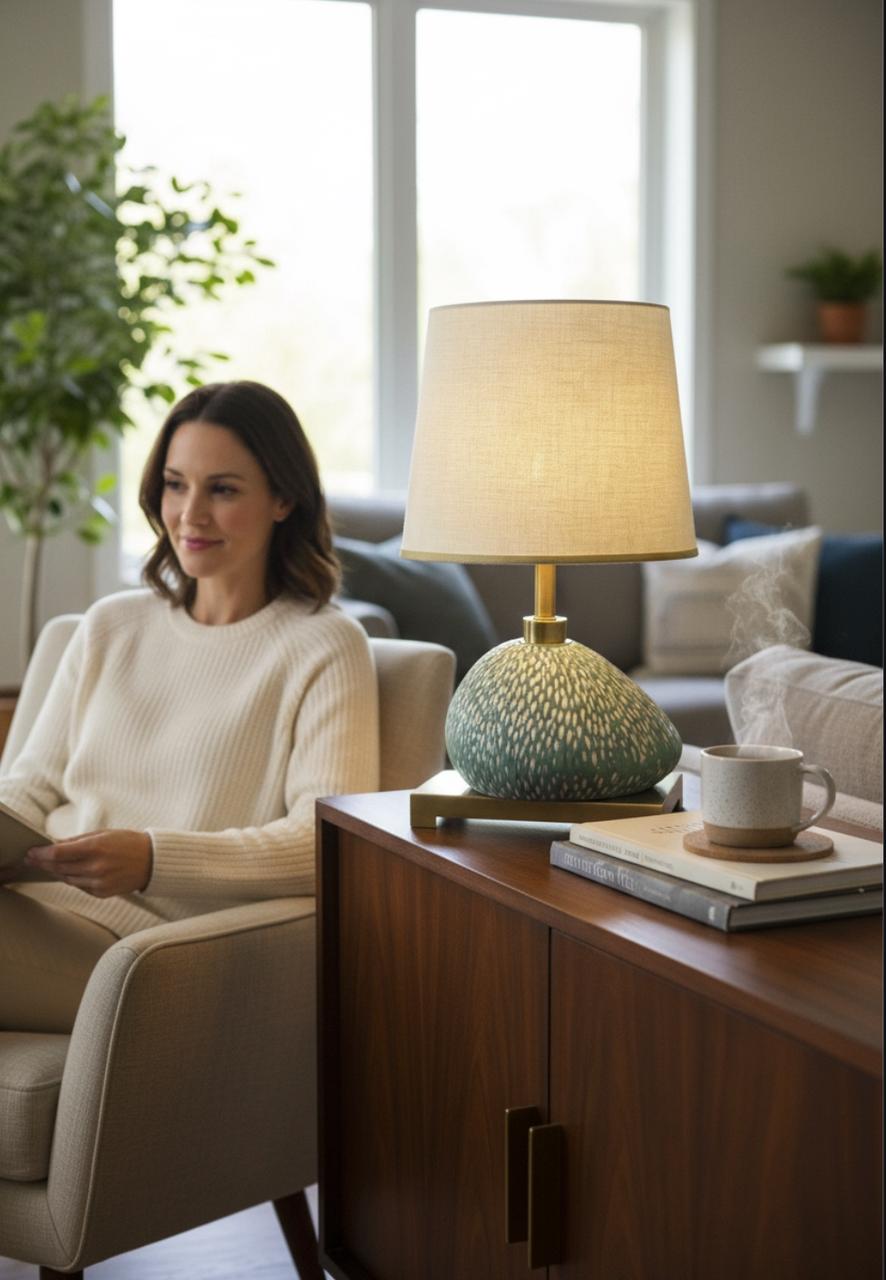 Artisanal Ceramic Pebble Lamp