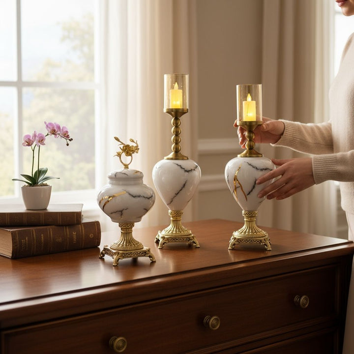 Luxury Marble textured Candle Holders