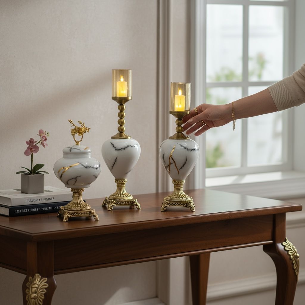 Luxury Marble textured Candle Holders