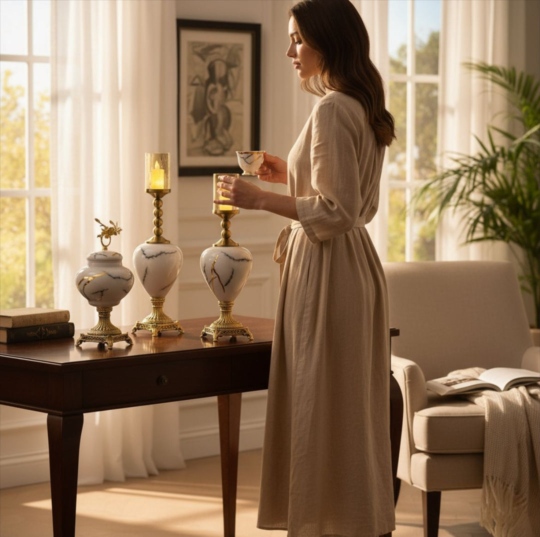 Luxury Marble textured Candle Holders