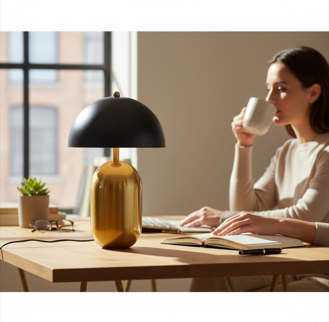 Lumos Brass-Gold Dome Table Lamp