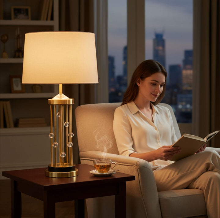 Luxe Metallic Brass Rods Table Lamp