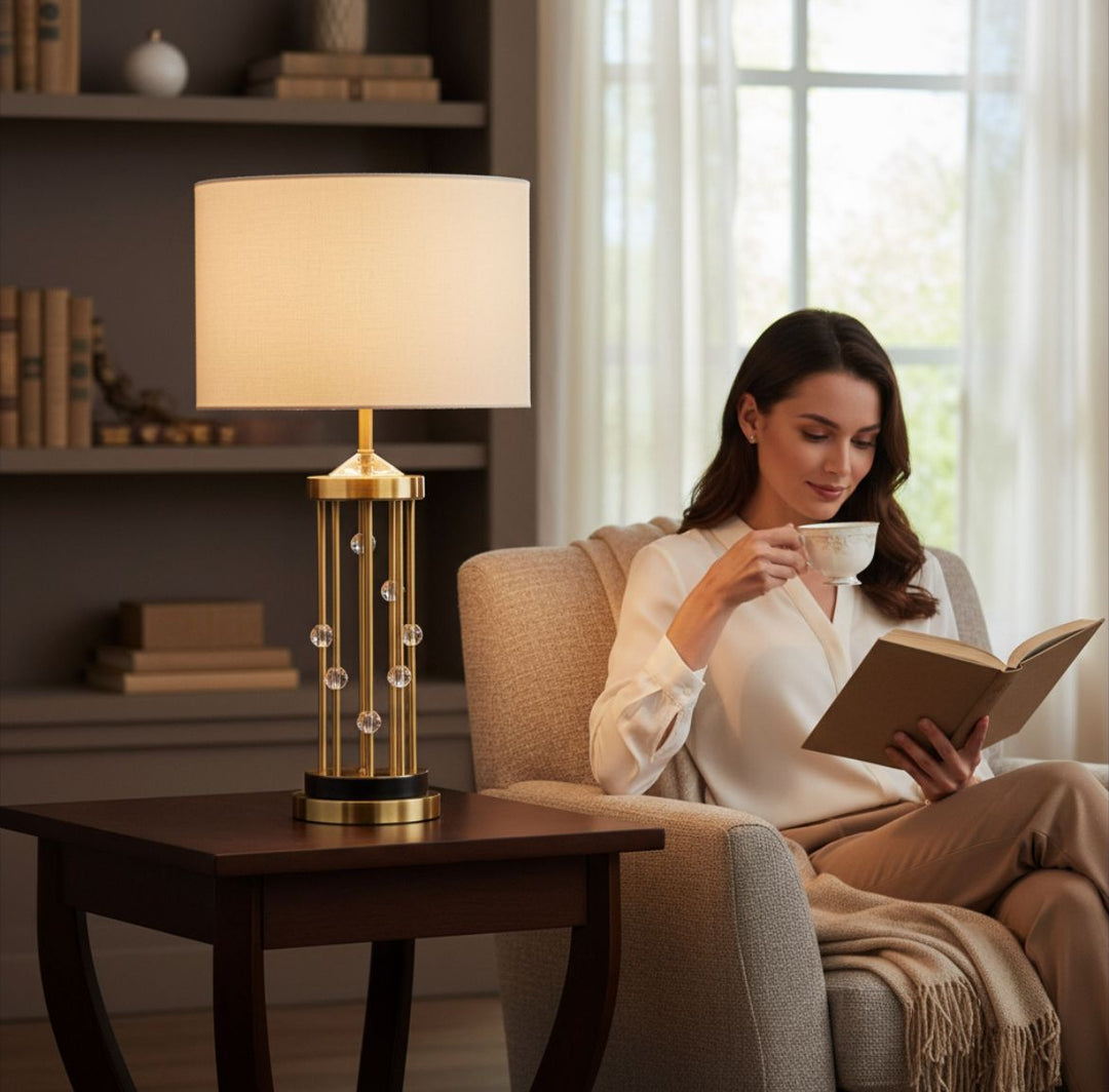 Luxe Metallic Brass Rods Table Lamp