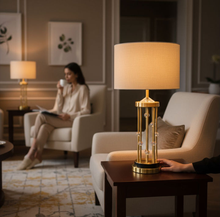 Luxe Metallic Brass Rods Table Lamp