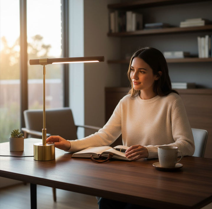 Modern LED  Side Table Lamp Wooden Texture