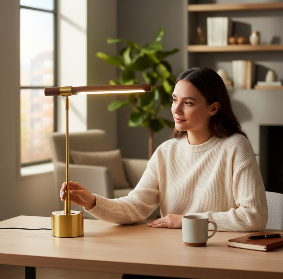 Modern LED  Side Table Lamp Wooden Texture